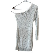 NEW Windsor XS White Dress with Rhinestones One Shoulder Strapless 