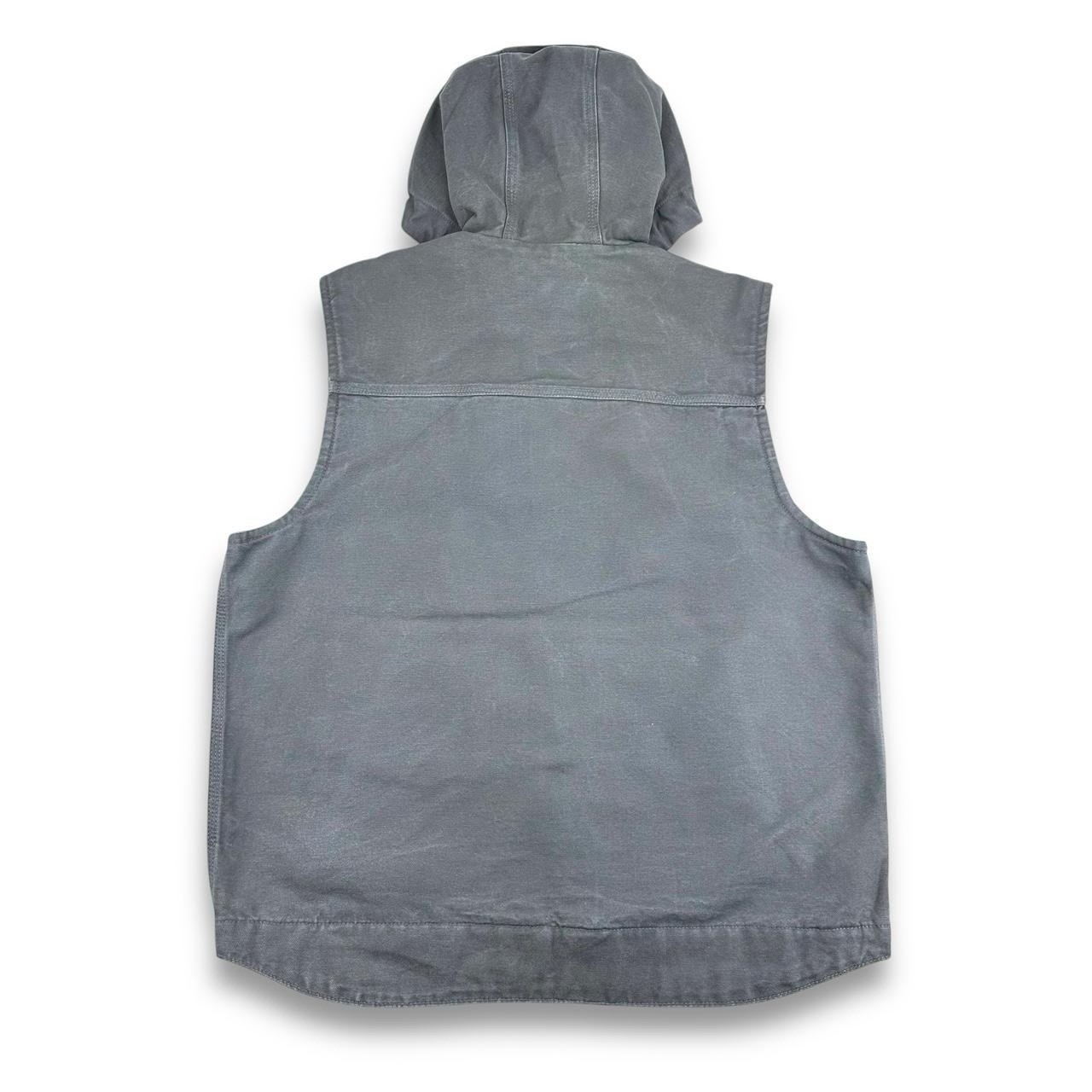 Vintage Carhartt 103837 GVL Hooded Utility Work Vest Gilet, Grey, Medium (CB828) image 2