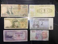 MIXED LOT  06 DIFFERENT WORLD PAPER MONEY BANKNOTES CURRENCY FOREIGN CIR