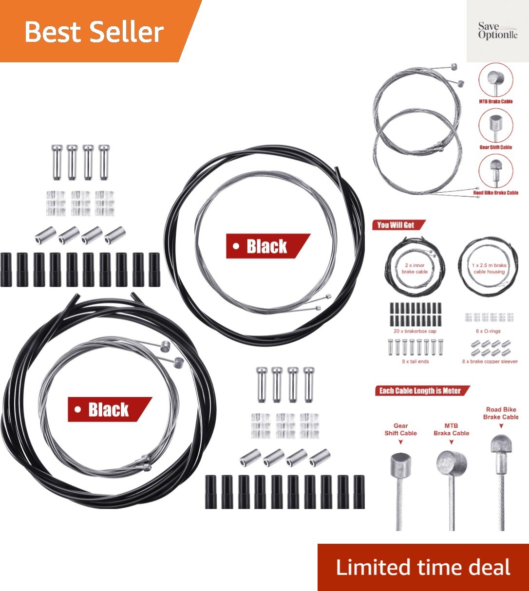 Universal Bike Brake Cable Kit Derailleur Bicycle Shifter Cable Housing Set T...