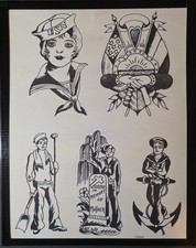 August Cap Coleman Traditional Vintage Tattoo Flash Production Sheet Sailor USN