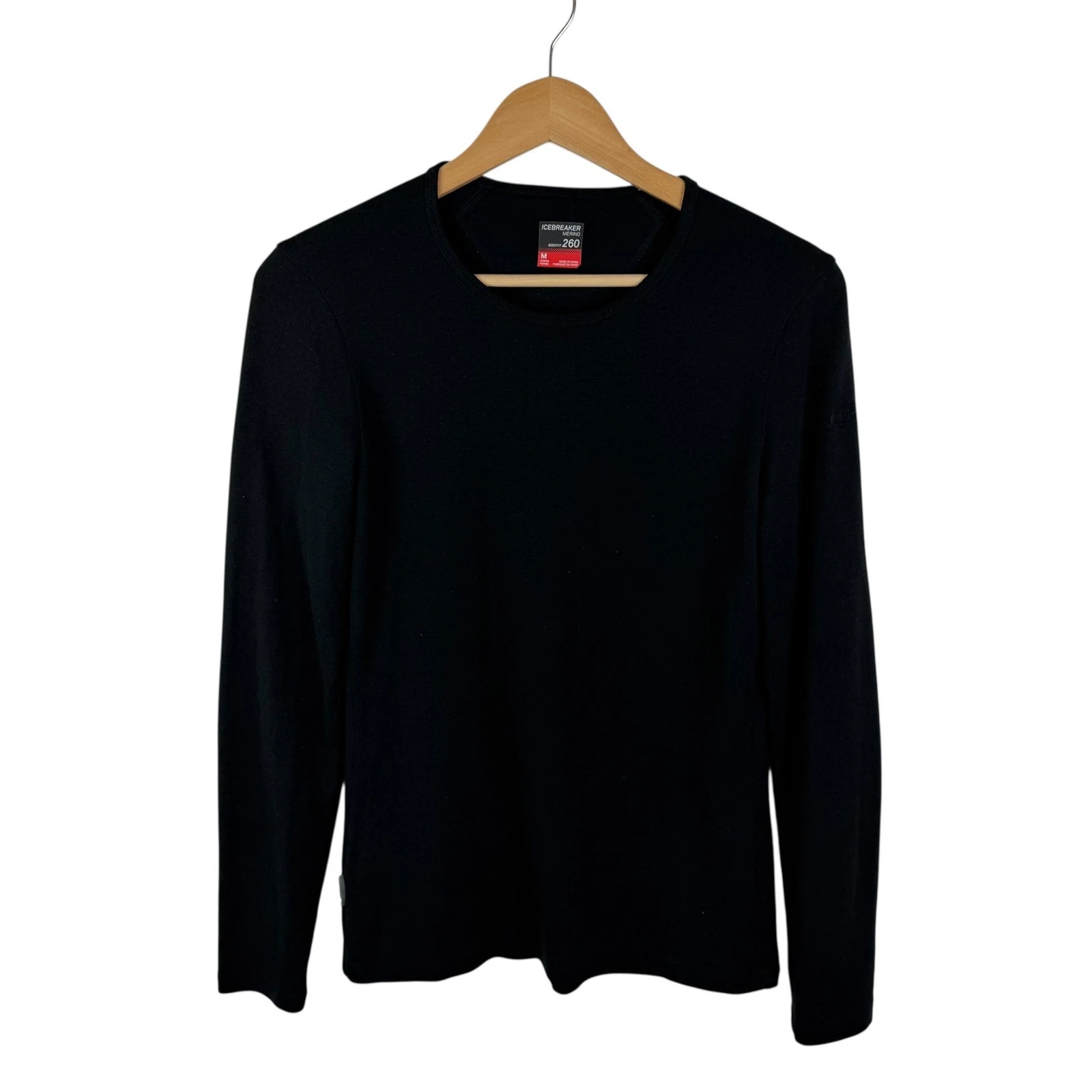 Icebreaker Bodyfit 260 Merino Wool Base Layer Top Womens Medium Black Outdoors