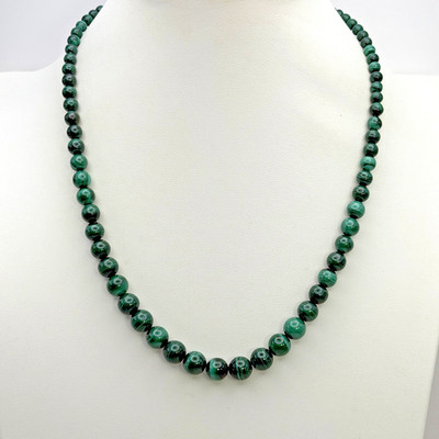 Jay King DTR 925 Sterling Silver Graduated Malachite Bead Necklace 50 grams 20 