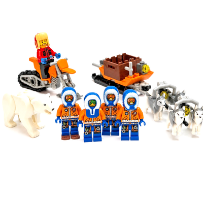 #ad Lego Arctic Explorer Minifigure amp; Parts Lot Polar Bear Husky Sled Snowmobile $39.95