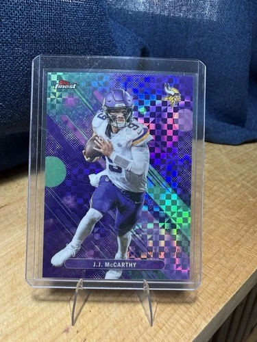 2025 Topps Finest JJ McCarthy Purple Xfractor /150 #61 Minnesota Vikings