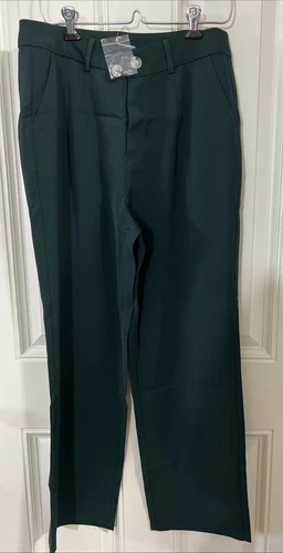 Women's Wide Leg Smart Trousers High Waist Tailored Office Work Formal Pants 