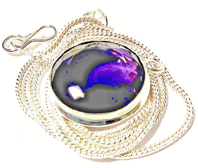 A M E T H Y S T  EDELSTEIN Anhänger 925ER STERLINGSILBER HANDGEFERTIGT M.KETTE