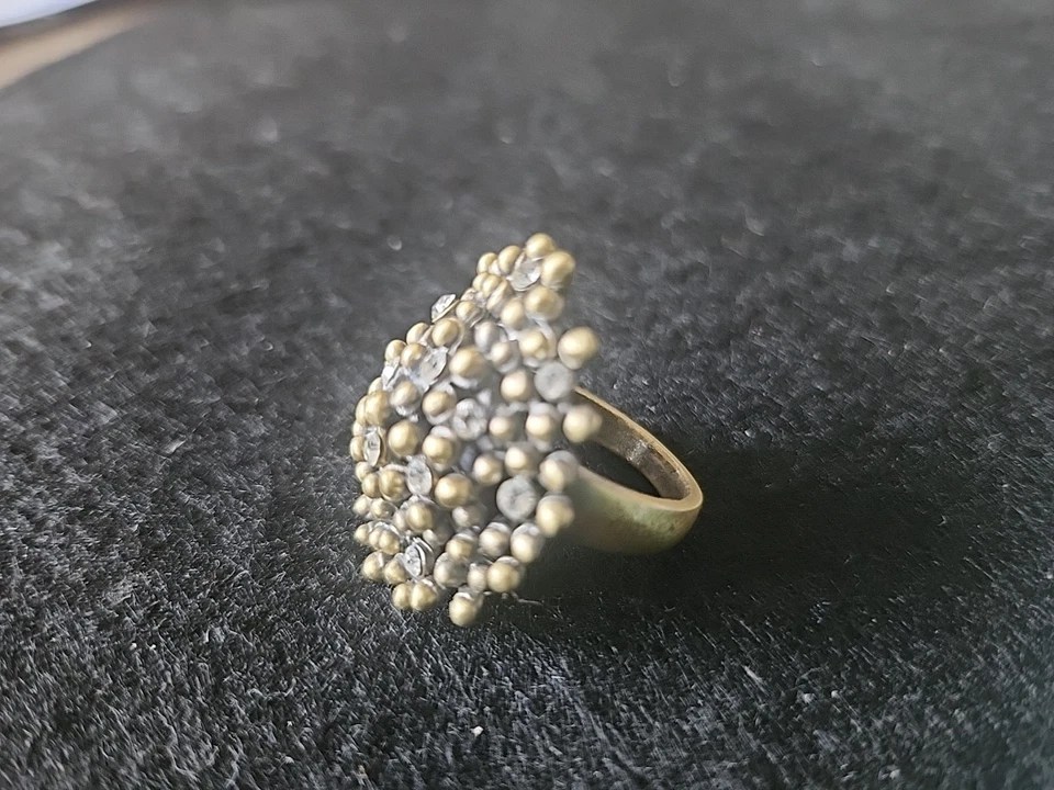 Anillo Antiguo Flor Tono Dorado Lia Sophia Kiam Family Elena con Cristales Talla 7.5 Foto 4 de 4