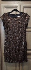Eliza J Dress Copper Brown Sequins On Black Cocktail Party Women’s Size 6