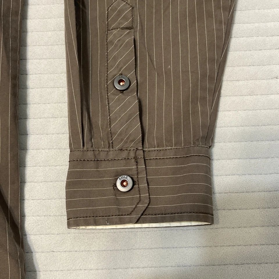 Camisa con botones a rayas marrón L Aigle para hombre - 100 % algodón Foto 2 de 4