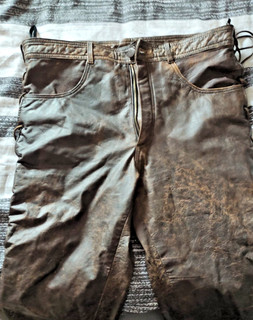 Herren Schnürlederhose braun