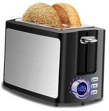 Toaster 2 Slice Wide Slot Toaster Best Rated Prime Displav Smart Toasters Black