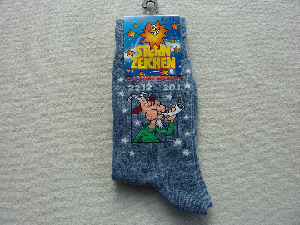 Kindersocken Socken Sternzeichen Steinbock 22.12- 20.01. Gr 35-38 Silkona NEU