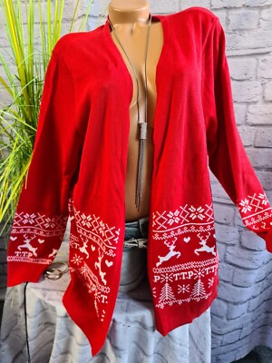 Tom Tailor Strickjacke Long Cardigan Weihnachts rot gemustert - Main Image