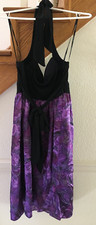 WOMENS PURPLE BLACK BRIDESMAID gown HALTER EVENING COCKTAIL Dress Size 14 36"