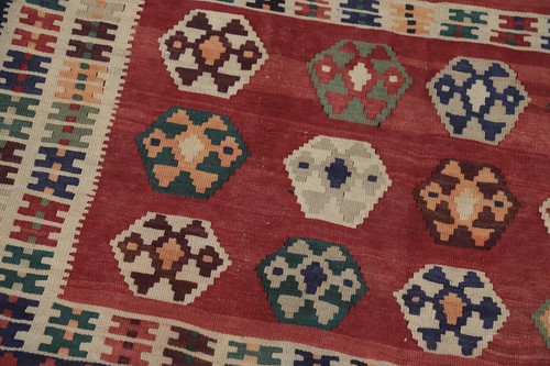 Flachgewebe Vintage Gemüse Farbe Teppich Kelim Traditionell Rot Wendeteppich 3x6 - Bild 6 von 12