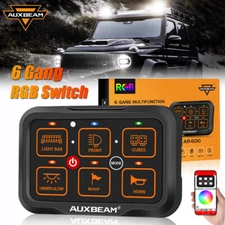 AUXBEAM RGB AR-600 RGB 6 Gang Switch Panel w/bluetooth Control Kit APP For Jeep