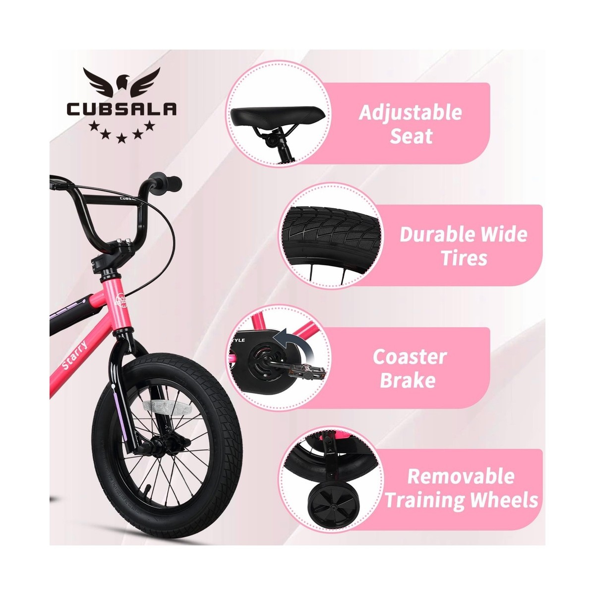 MICARGI Kids BMX Bike With Training Wheels - 16 Inch & 20 Inch Children's Bicycle With Coaster Brake