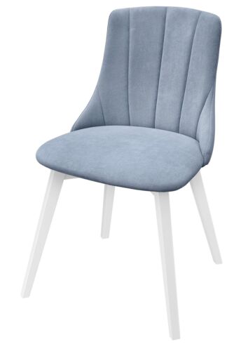 Acogedor sillón acolchado gris patas de silla blancas silla de comedor - Imagen 1 de 6