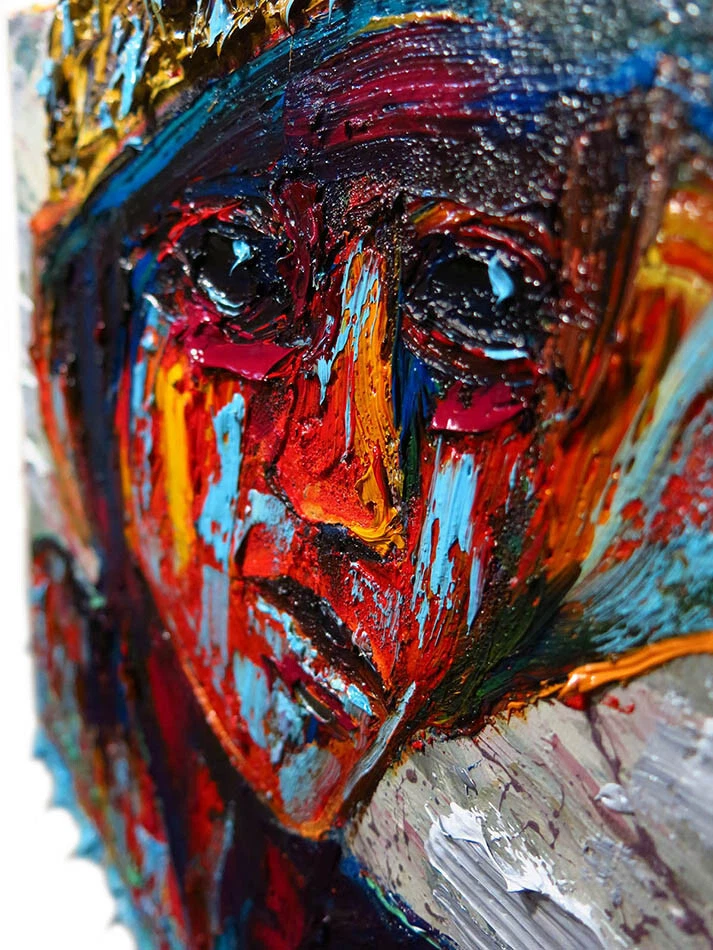 ORIGINAL OIL█PAINTING█VINTAGE█ART█SIGNED '24 OUTSIDER BEACH WOMAN GIRL HAT FAUVE - Image 2 of 4