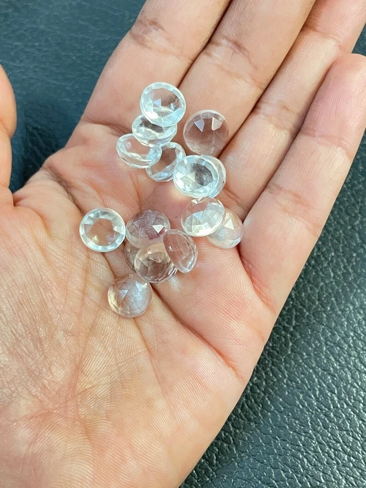 Natural Crystal Quartz Round Rose Cut Gemstone Wholesale Gemstones For Craft - Image 3 of 4