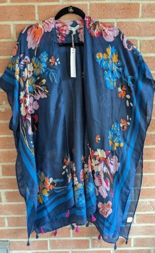 Woven Heart Womens One Size New Floral Kimono Flower Print Tassel Flowing Boho