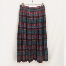 Vintage Pendleton Plaid Skirt Colorful Wool Pleated Midi Size 8