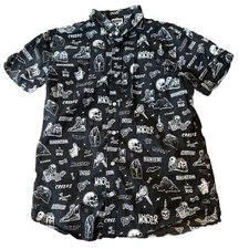 Creepy Co Shirt Monsters Skulls Short Sleeve Lightweight Button Kids Medium