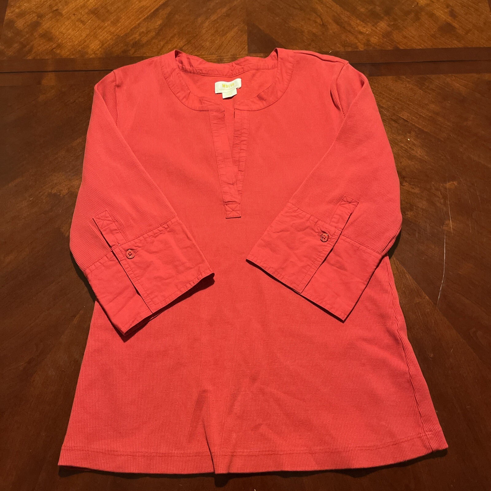 Maeve by Anthropologie Top Womens Large Red  Mixed Media 3/4 Sleeve