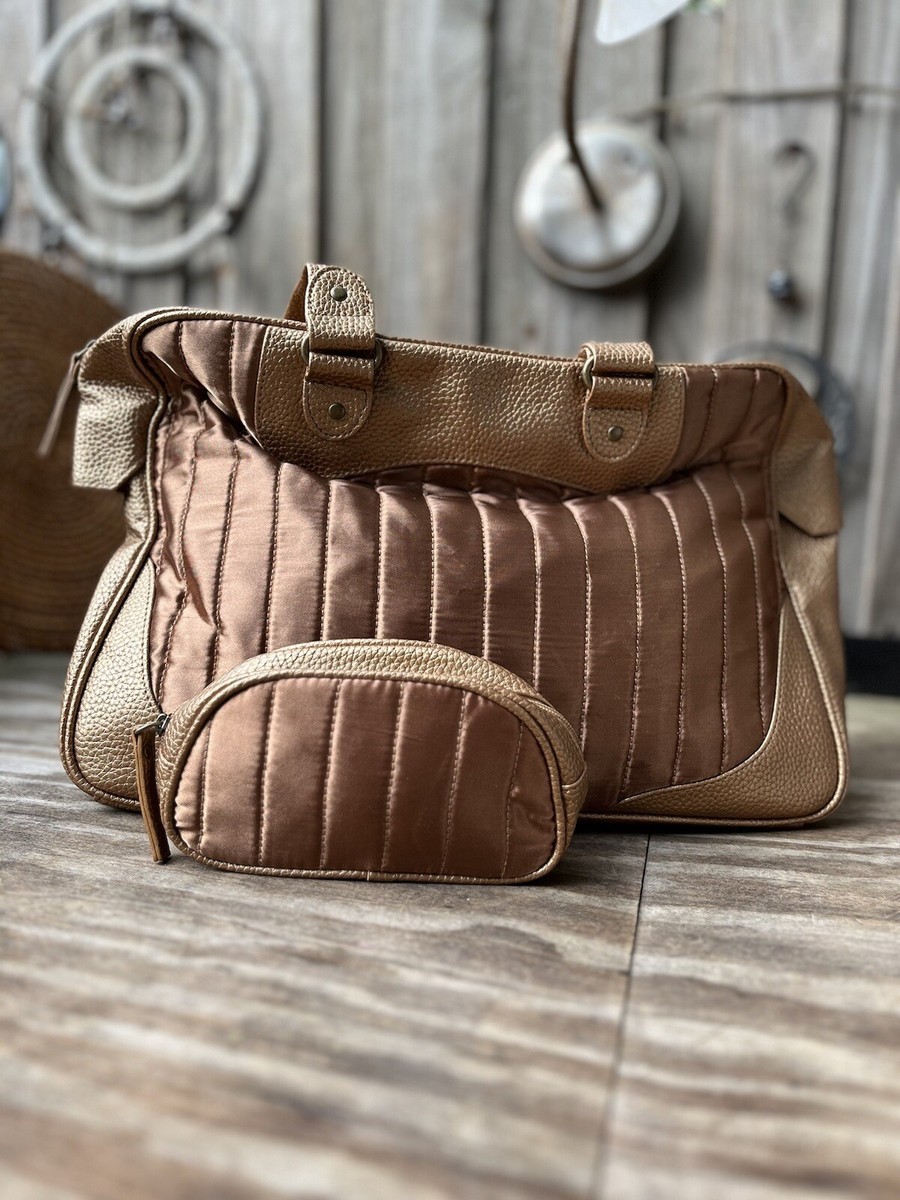 ESTEE LAUDER Makeup Bag SET Soft Tote Small Cosmetic Pouch GOLD