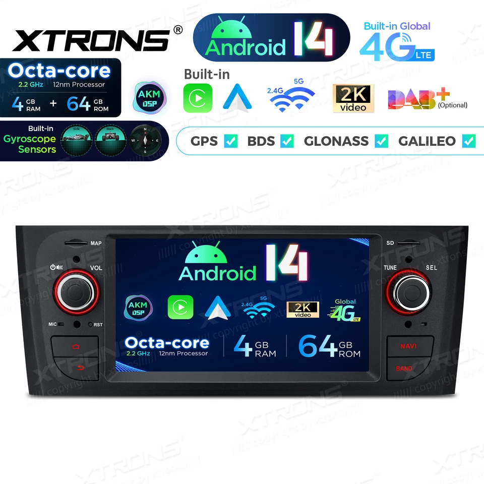 XTRONS Android 14 Autoradio 4G+64GB für Fiat Grande Punto 199 GPS Navi DSP WiFi - Bild 3 von 4