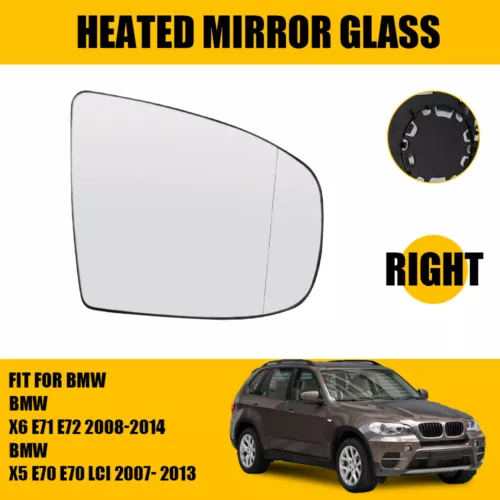 For BMW X5 X6 E70 E71 RH Passenger Door Wing Mirror Rear View Glass Heated EXC