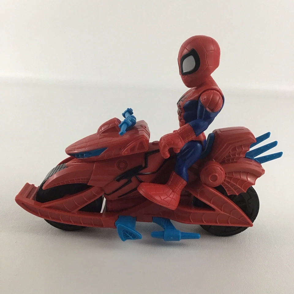 Marvel Super Hero Adventures Spider-Man 5" Figura Swingin Speeder Moto Lote Foto 2 de 4