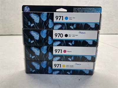 NEW GENUINE HP 970 971 ORIGINAL INK CARTRIDGE LOT (BLACK CYAN YELLOW ...