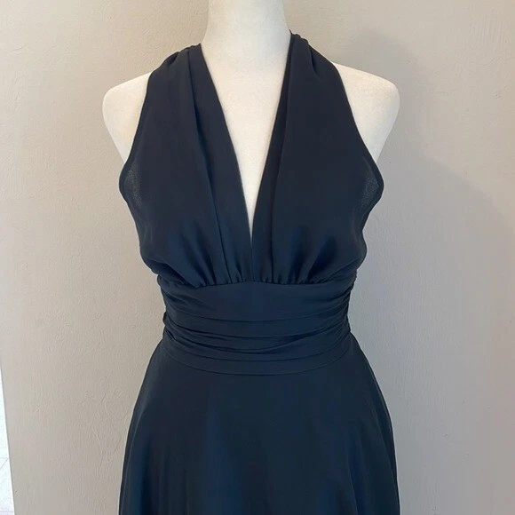 DINA BAR EL Silk Dress Women’s Sz 2 Black Halter Style Knee Length LBD - Image 3 of 4