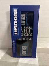 NEW 3 PACK MENS BUD LIGHT CREW SOCKS SIZE 10-13 POLYESTER SHOE SIZE 6-12