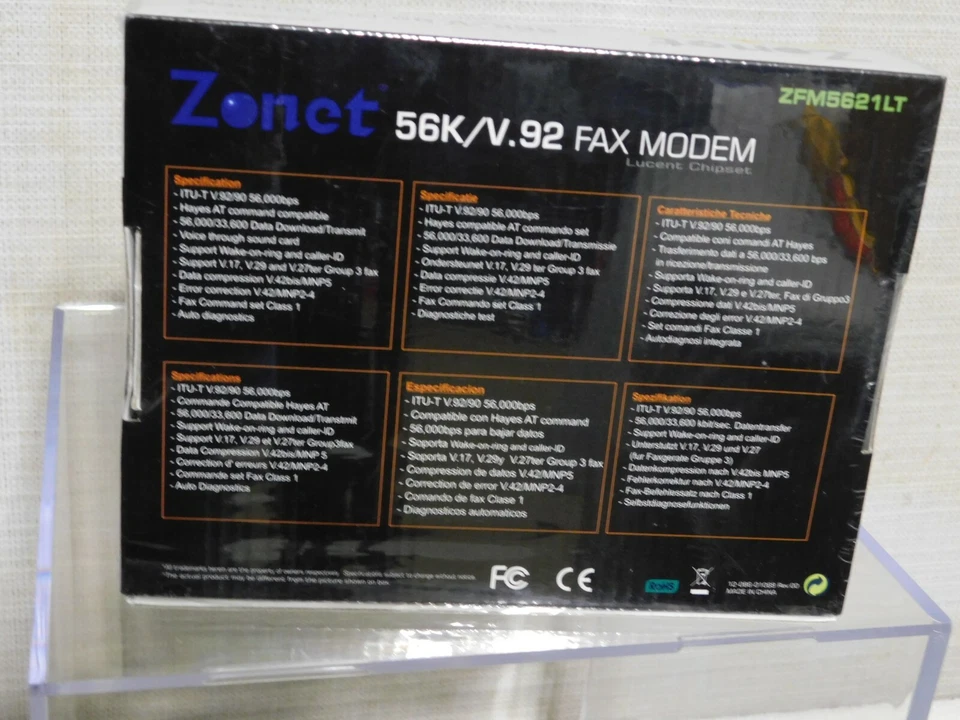 Zonet Modem Zfm5621Lt 56K V.92 Fax Modem Lucent Chipset by ZONET Networking - Image 2 of 4