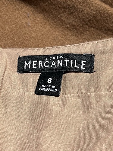 J. CREW Mercantile CAMEL Brown Ruffle-Front Mini Skirt Size 8 Wool Blend Lined - Picture 8 of 13