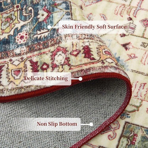 Washable Rug Boho Rug Soft Non Slip 6x9 Floor Mats Throw Carpet for Home Decor - Picture 5 of 15