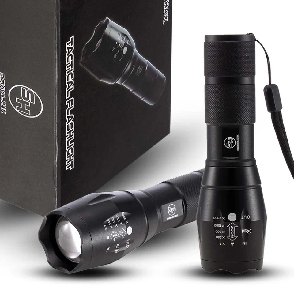 Tactical Flashlight 1000 Lumens CREE LED with Rechargeable Battery and Charger  - Image 2 of 4
