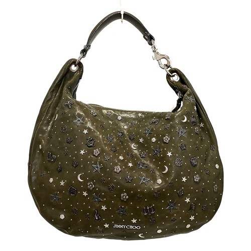 Auth JIMMY CHOO Zodiac Gray Silver Leather Shoulder Bag eBay