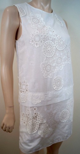 VANESSA BRUNO White Embroidered Round Neck Sleeveless Summer Tunic Dress 40 UK12 - 第 1/7 張圖片