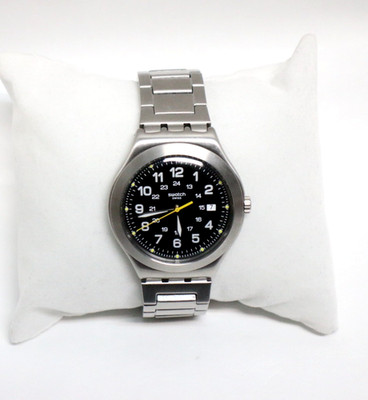 Men's Swatch watch  Happy Joe SR626SW 41mm black dial stainless steel bracelet