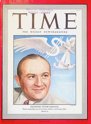 Original Oct 7, 1946 TIME Cover Only: Ft. FINANCIER VICTOR EMANUEL