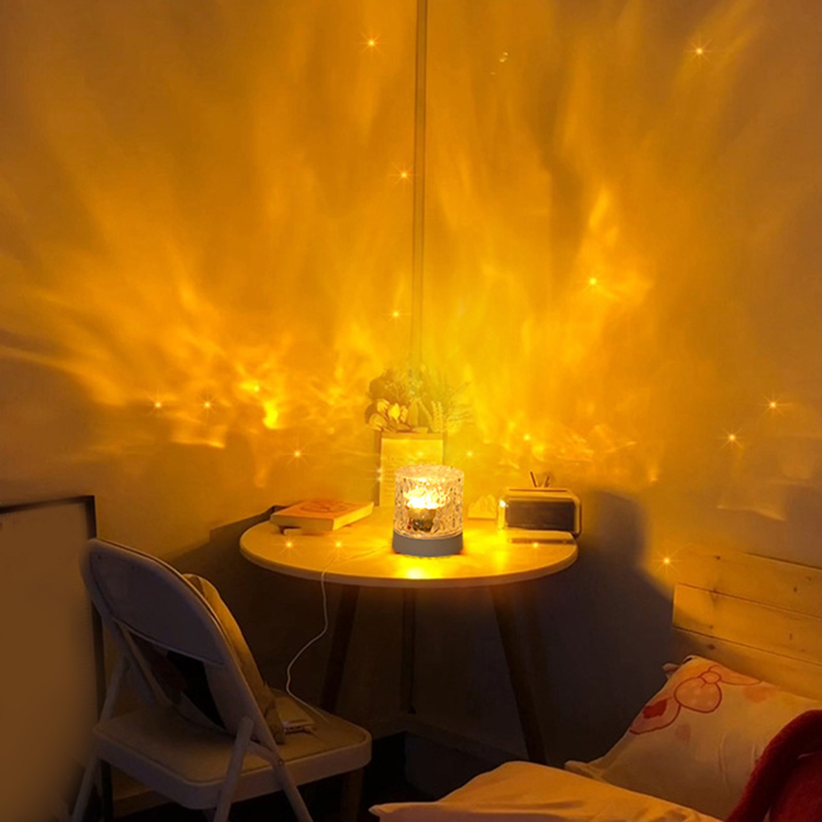 360 Degree Water Ripple Night Light For Romantic Atmosphere In Bedroom Excellent