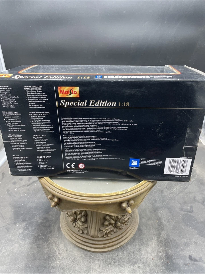 Maisto Special Edition 1998 Black Hummer Station Wagon 1:18 Scale NIB - Image 3 of 4