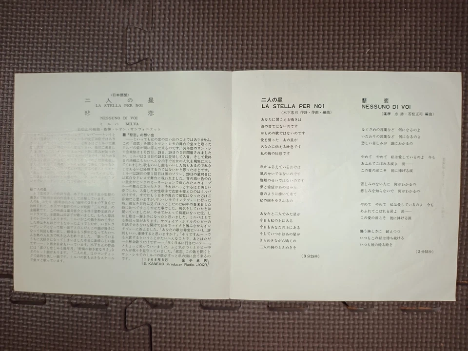 MILVA-LA STELLA PER NOI HIT-1355 JAPAN ORIGINAL ISSUE 7"45 - Image 3 of 4