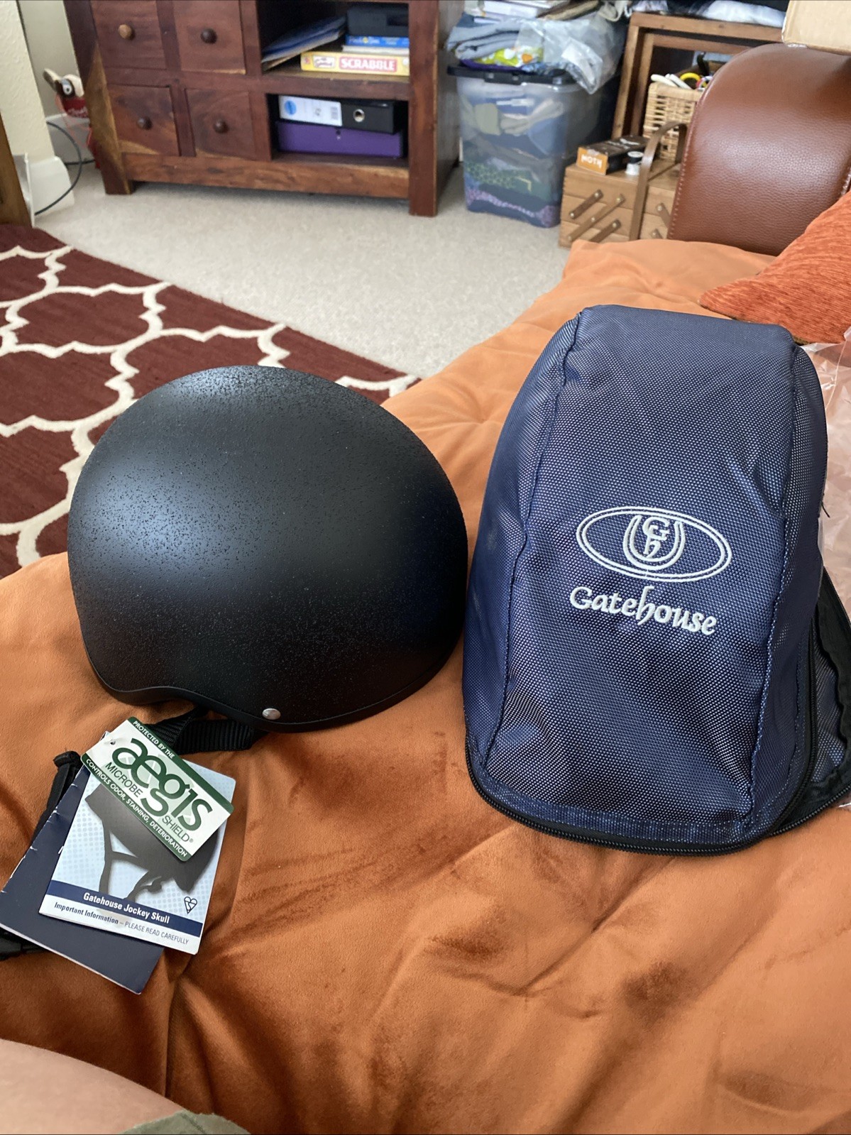 Cappello teschio fantino nero Gateho nuovo con etichette 0 5 o A 54 Pas 015 Pony Club standard