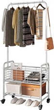 Laundry Cart with Hanging Rack Rolling Laundry Hamper Sorter with Wheels