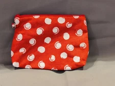 Thirty-One Mini Zipper Pouch Swirl Dot Red NOS